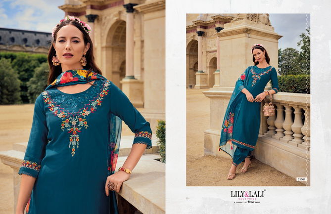 Khwaish By Lily And Lali Viscose Embroidery Kurti With Bottom With Dupatta Wholesale Shop In Surat
